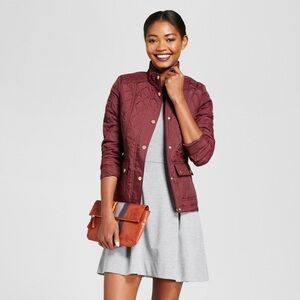 A New Day Quilted Jacket Burgundy Maroon Size M